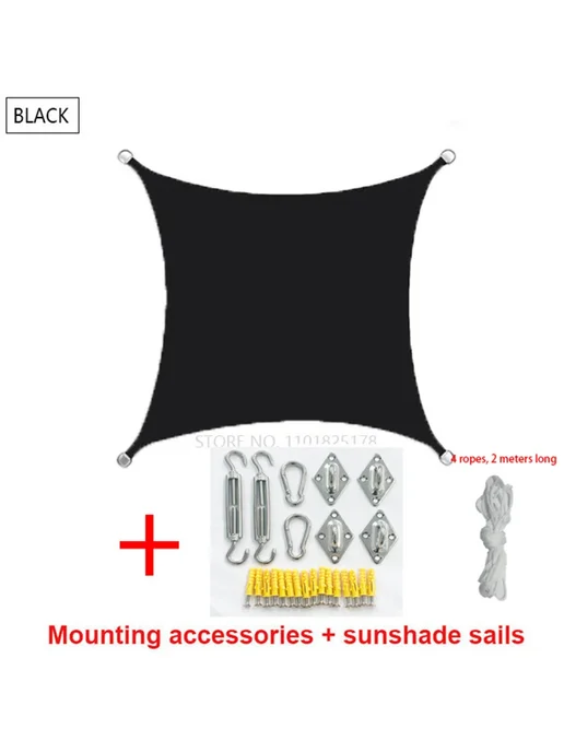 Серый тент-парус Sun Shade Sail 300D, 2x3, черный