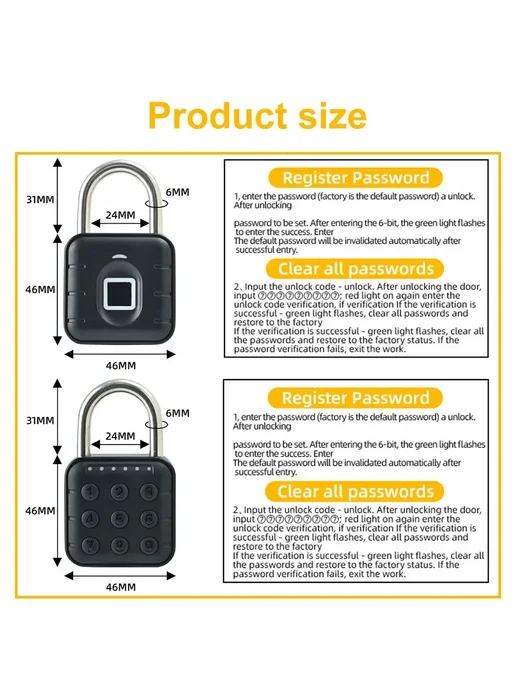 EGFirtor Tuya биометрический дверной замок IP67 tuya lock, lock, фото 6