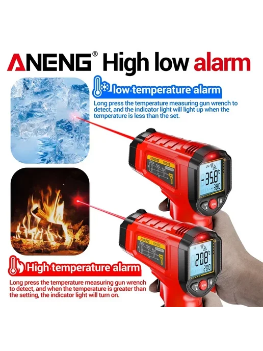 Aneng Инфракрасный термометр TH202 50-600°C TH202 Black, черный, фото 5