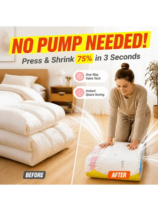 Нет бренда Вакуумные пакеты для хранения 3D кубические 1 pc 80x100x32cm, 5 шт, фото 3