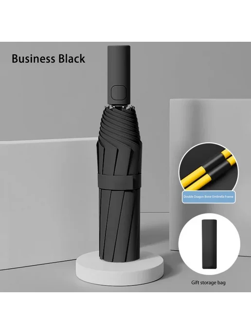 XMSJ Автоматический зонт черный Черный, Black, черный, фото 7