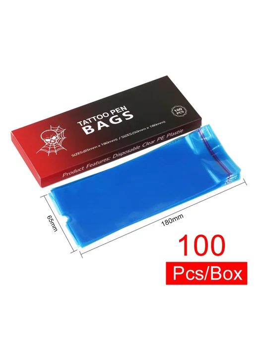 Тату пакеты синие 5x18 см, 100 шт, 6.5x18 см, 100 шт