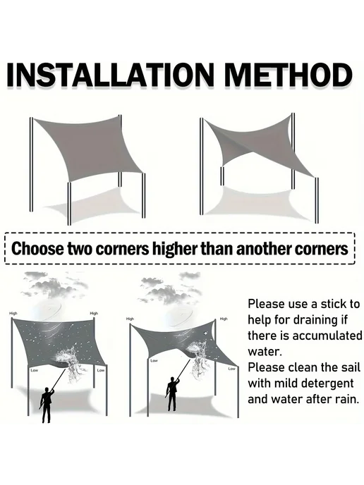 Нет бренда Водонепроницаемый тент 4-в-1 из полиэстера Черный, 3x3m, bla, черный, фото 7