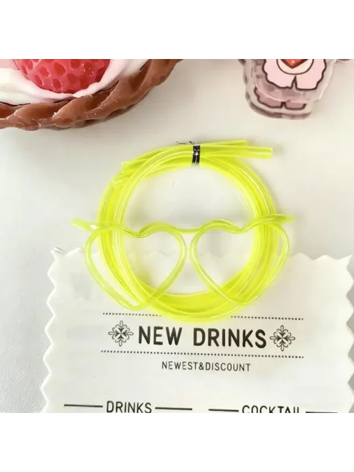 Нет бренда Трубочки для напитков сердечки, розовый и зеленый, зеленый