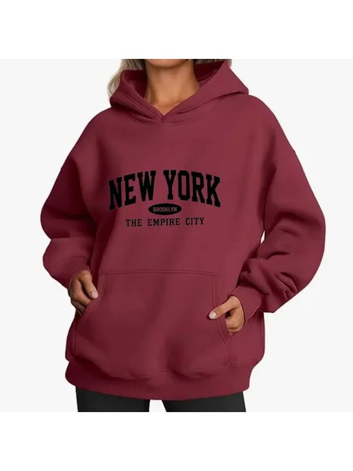 Женская толстовка NEW YORK Brooklyn оверсайз флисовая, вариант