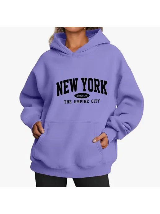 Женская толстовка NEW YORK Brooklyn оверсайз флисовая, фиолетовый