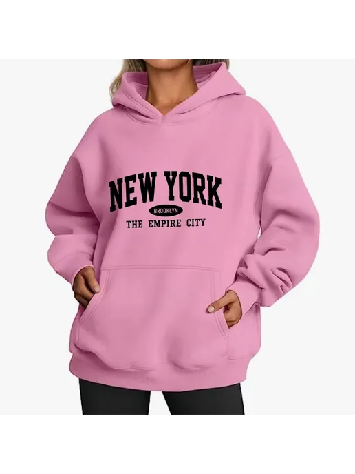 Женская толстовка NEW YORK Brooklyn оверсайз флисовая, фиолетовый, фото 2