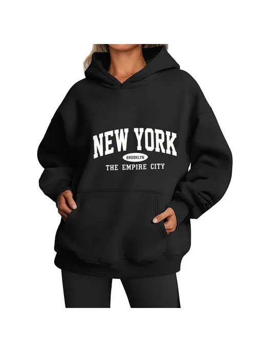 Женская толстовка NEW YORK Brooklyn оверсайз флисовая, белый, фото 4