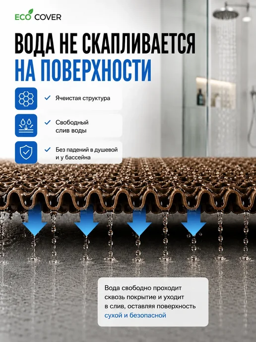 Eco Cover Коврик для ванной EVA 120х60см, 120x60 см, фото 3