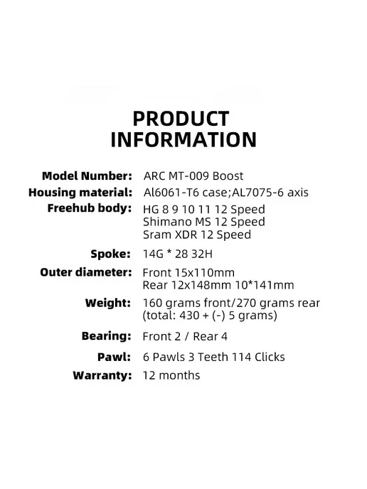 ARC Втулка передняя MT009 BOOST 28H 100x15mm, черный, фото 3