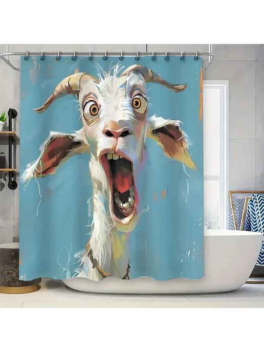 Нет бренда Шторка для душа с козой, фиолетовая, Цвет 3, вариант, фото 2