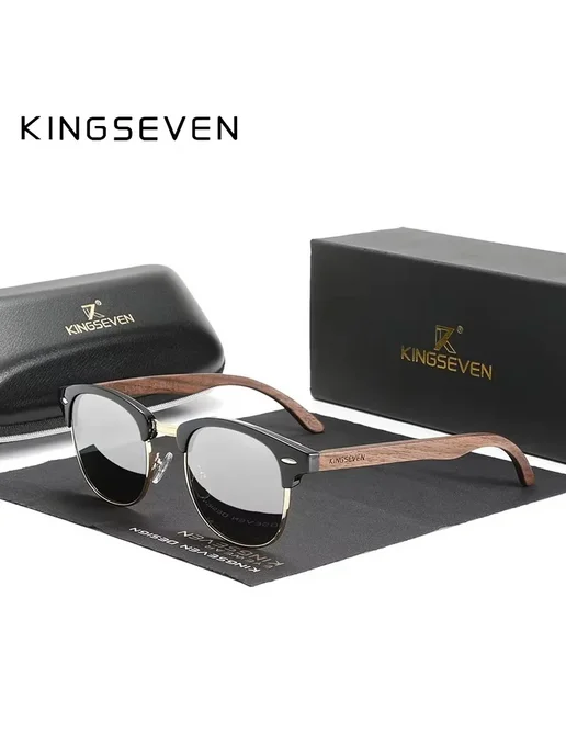 KingSeven Поляризованные Солнцезащитные Очки из Дерева Black, коричневый