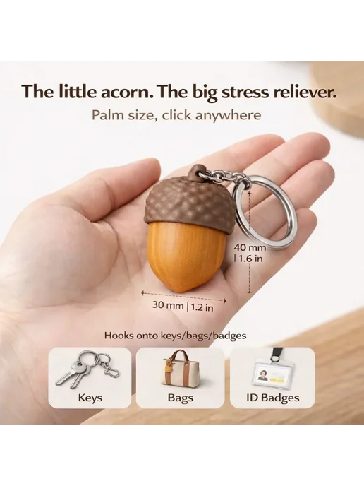 Нет бренда Миниатюрные 3D-игрушки-антистресс Acorn Button Clickers, вариант, фото 3