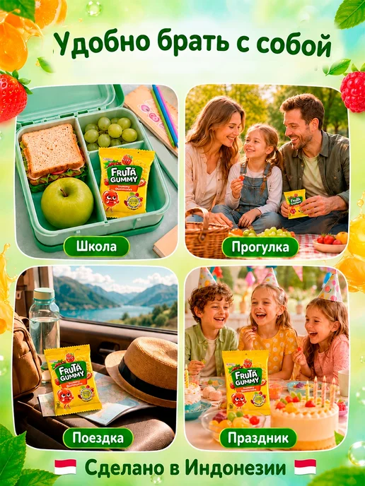 Мармелад жевательный Fruta Gummy 6 вкусов, 10 шт по 25гр, 10 шт, 25 г, фото 4