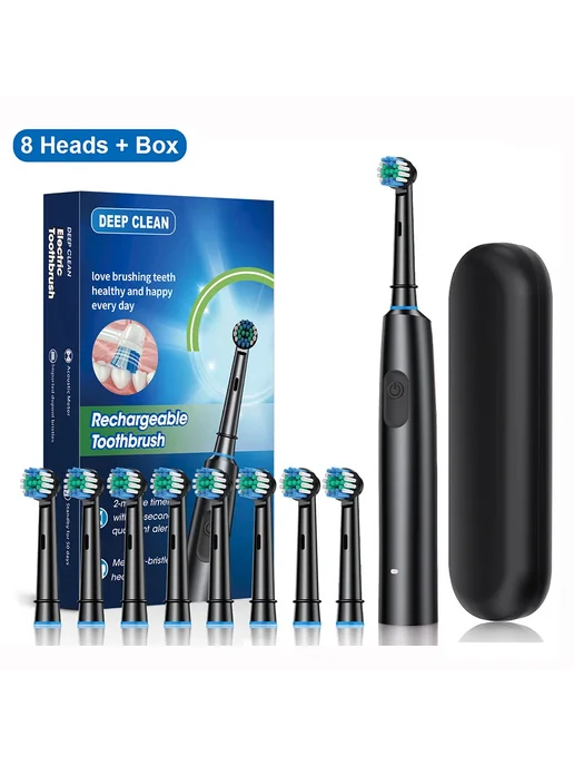 raugee Электрическая зубная щетка Rauge Black 8 Heads, черный