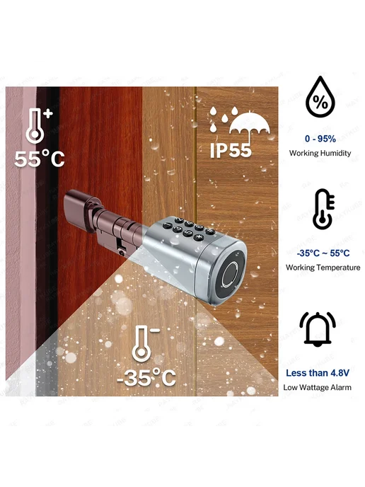 RAYKUBE C1 Умный цилиндрический замок Black TT Lock, черный, фото 4