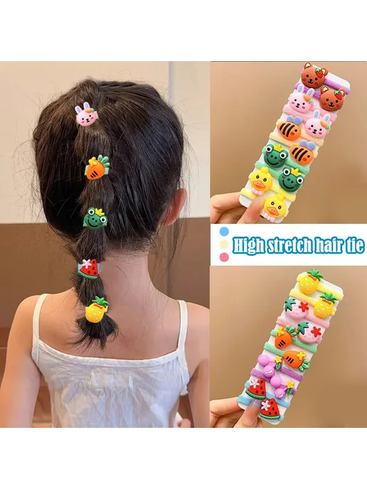 Нет бренда Детские резинки для волос, хлопок, мультяшные рисунки 40Pcs, 40 шт, фото 5