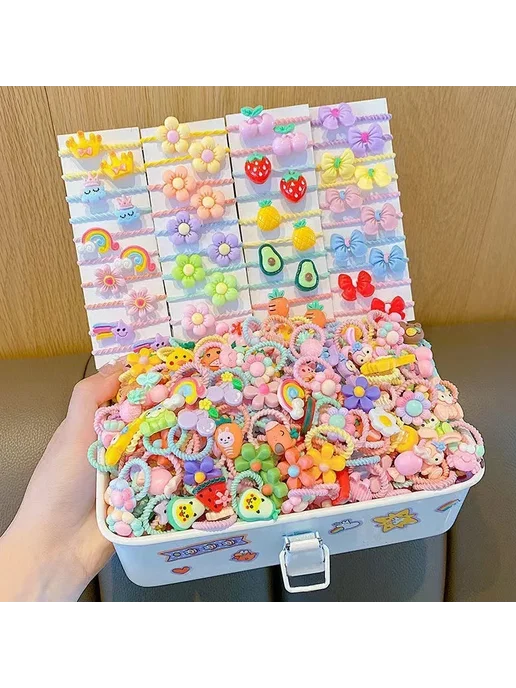 Нет бренда Детские резинки для волос, хлопок, мультяшные рисунки 40Pcs, 50 шт, фото 4