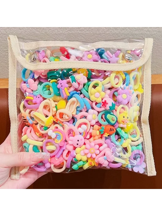 Нет бренда Детские резинки для волос, хлопок, мультяшные рисунки 40Pcs, 20 шт