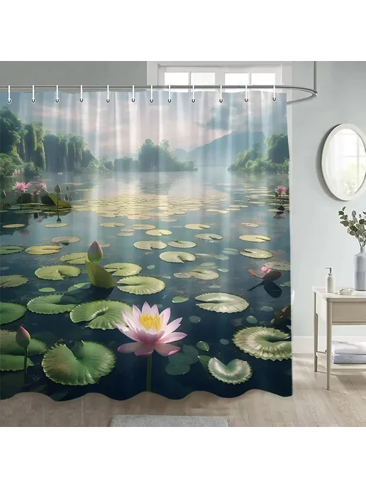 Нет бренда Вишневая абстрактная шторка для душа из полиэстера 90x180cm, вариант, фото 5