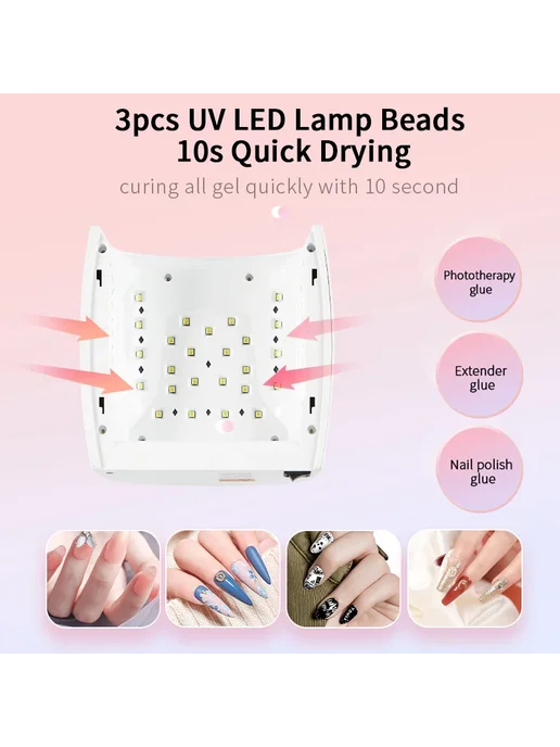 Нет бренда UV лампа для ногтей S10 White-Red, US Plug, вариант, фото 6