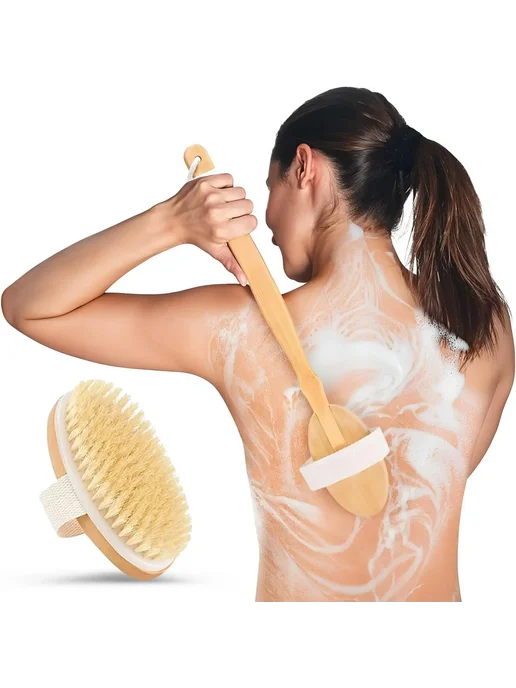 ZaMoSmile Щетка для тела из бамбука, бежевая, Set C, бежевый, фото 2