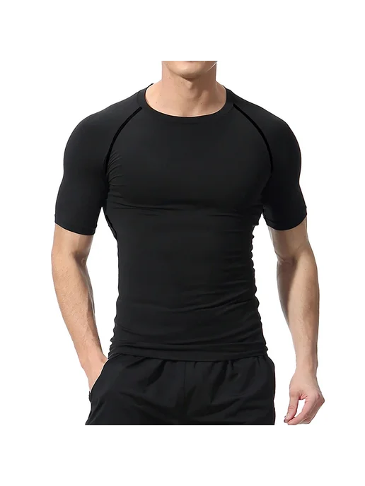 HooThreads Мужская Компрессионная Футболка для Тренировок, черный, фото 4