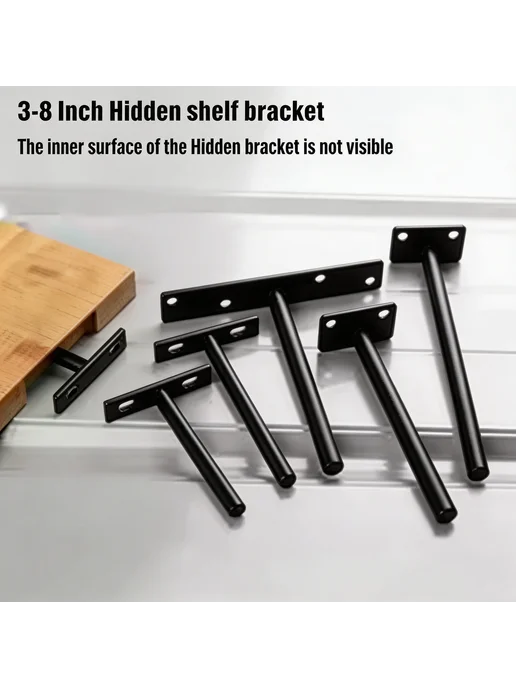 Нет бренда Кронштейны для полок металлические черные 4 шт. 4pcs-5 inch, 4 шт, фото 2