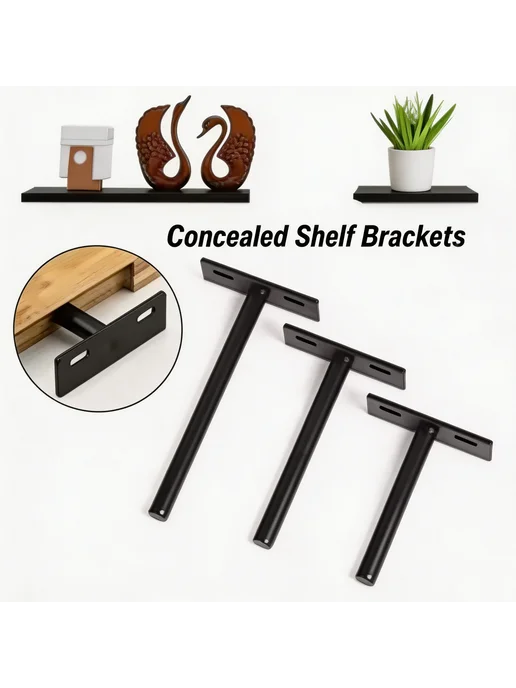 Нет бренда Кронштейны для полок металлические черные 4 шт. 4pcs-5 inch, 4 шт, фото 4