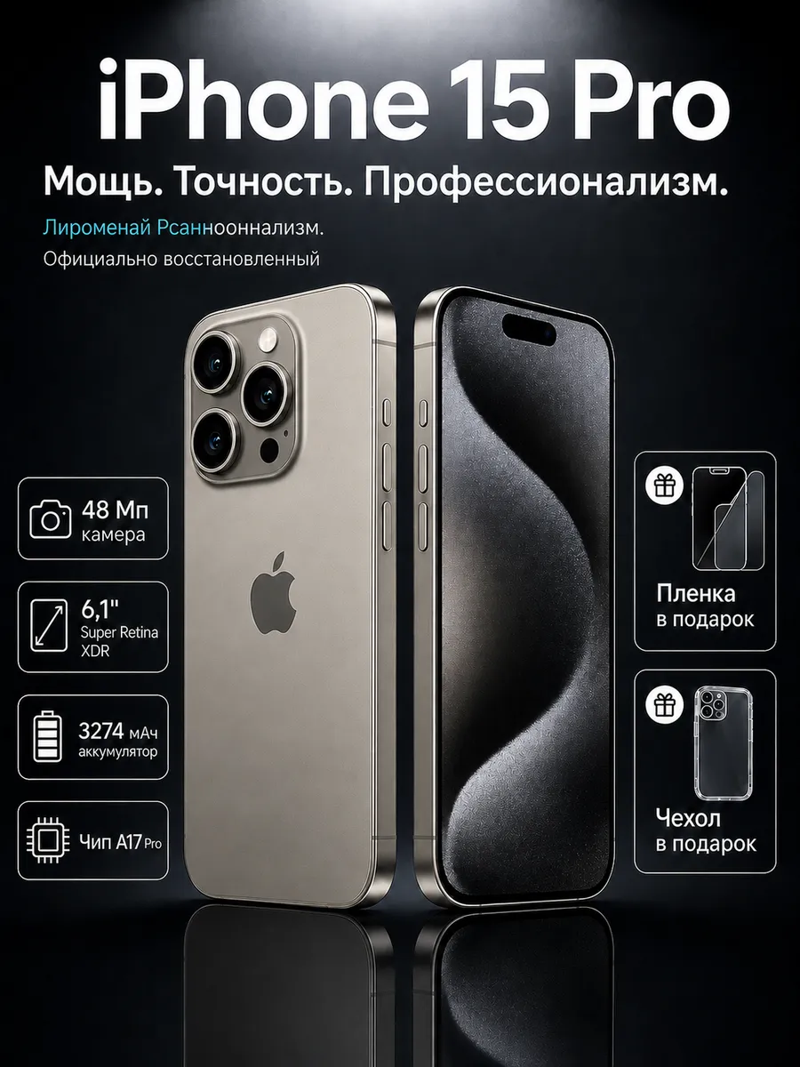 Apple Смартфон iPhone 15 Pro 256 Гб Натуральный титан