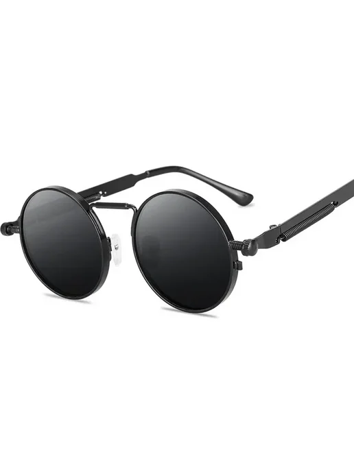 Нет бренда Мужские круглые солнцезащитные очки Retro UV400 black, черный