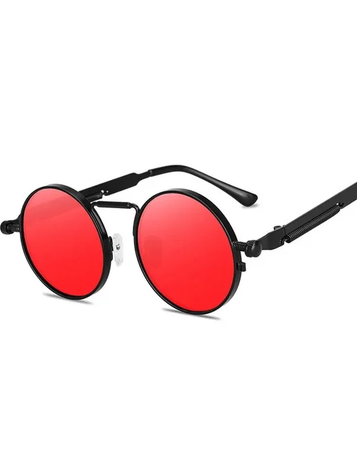 Нет бренда Мужские круглые солнцезащитные очки Retro UV400 black, черный, фото 3
