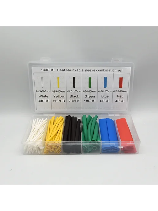 Нет бренда Набор термоусадочных трубок 2 1 из полиолефина 100PCS, 100 шт