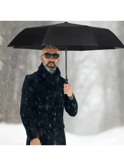 Нет бренда Полуавтоматический зонт черный 8 спиц Черный, Черный, black, черный, фото 2