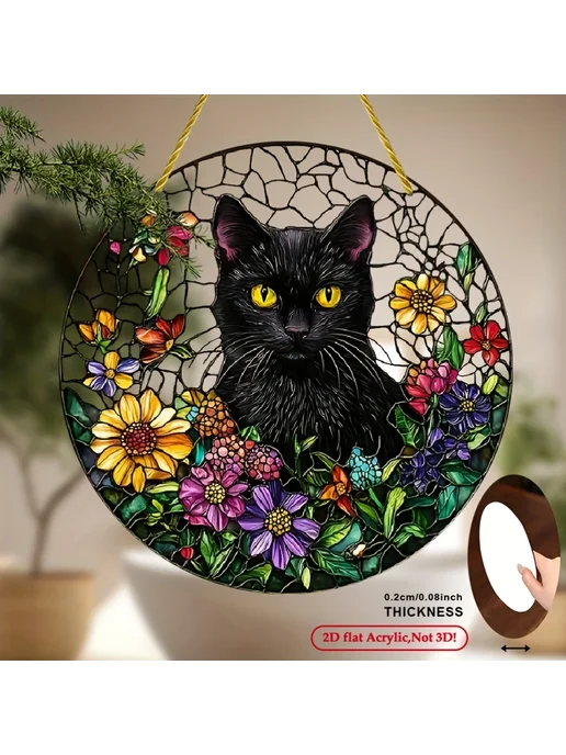 Нет бренда Акриловое панно "Черный кот" 30x30cm, черный, фото 2