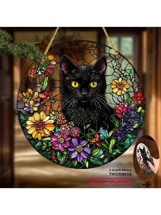 Нет бренда Акриловое панно "Черный кот" 30x30cm, черный, фото 4