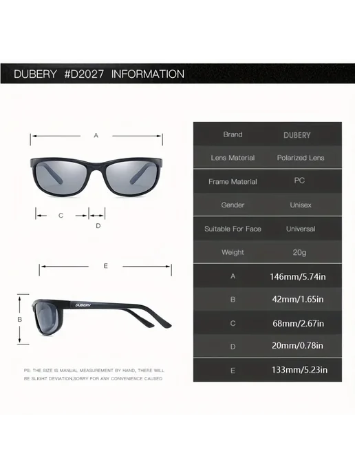 Dubery Солнцезащитные очки 2027 Black9, Черный, черный, фото 3