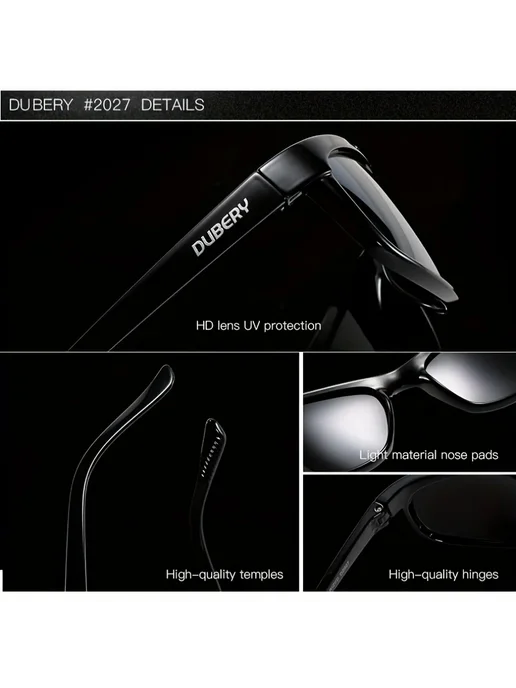 Dubery Солнцезащитные очки 2027 Black9, Черный, черный, фото 6