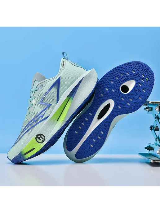 Нет бренда Мужские беговые кроссовки Carbon Board Marathon, дышащие, ле, голубой