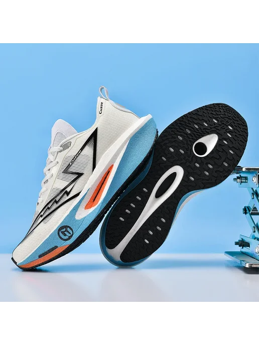 Нет бренда Мужские беговые кроссовки Carbon Board Marathon, дышащие, ле, белый
