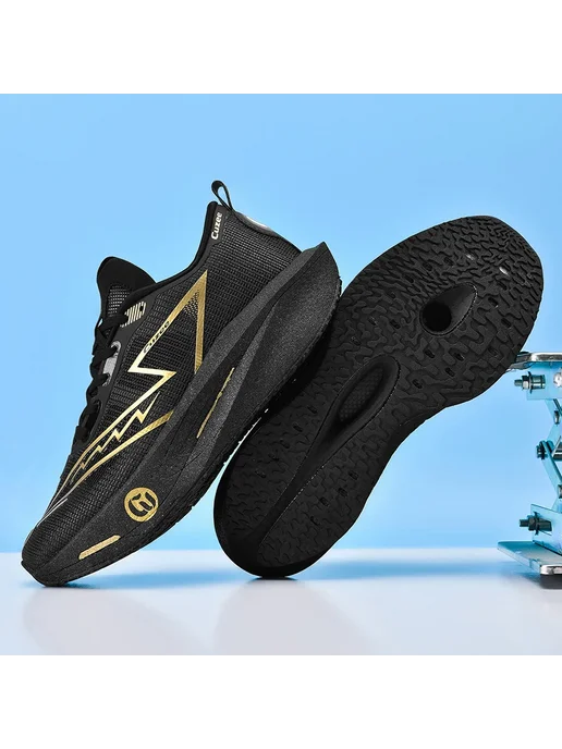 Нет бренда Мужские беговые кроссовки Carbon Board Marathon, дышащие, ле, черный