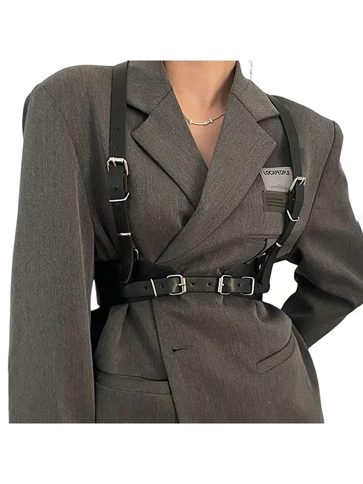 Нет бренда Женская кожаная портупея Бежевый, harness belt3, бежевый, фото 3
