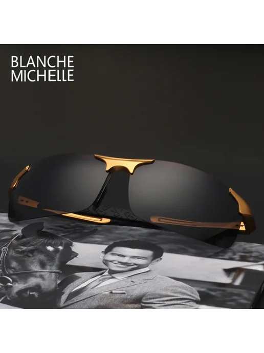 Blanche Michelle Солнцезащитные очки мужские BM8177 black brown, черный, фото 5