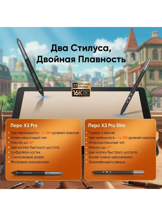 XP-PEN Графический планшет экран монитор Artist Ultra 16 OLED 4K, черный, фото 8
