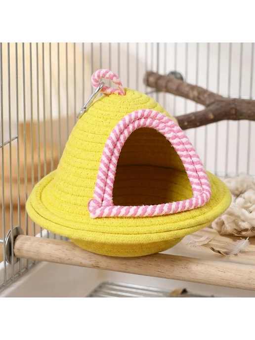 Хлопковое гнездо для птиц Yellow, розовый, фото 2
