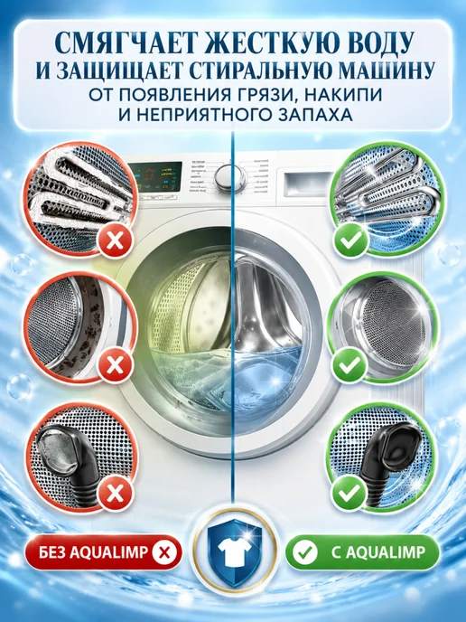 AQUALIMP Cредство от накипи для стиральных машин, гель 1500 мл, 1,5 л, фото 5