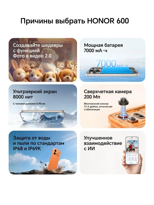 Смартфон HONOR 600 8/256 ГБ, бежевый, фото 4