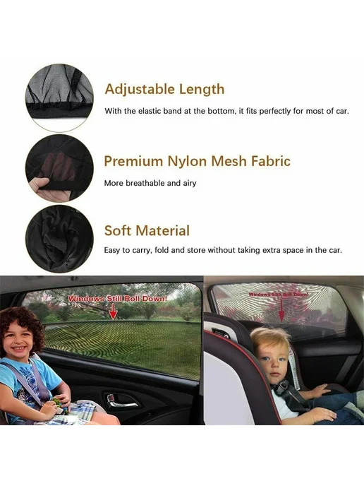 Нет бренда Сетчатые накидки на окна автомобиля black front 1pair, черный, фото 6