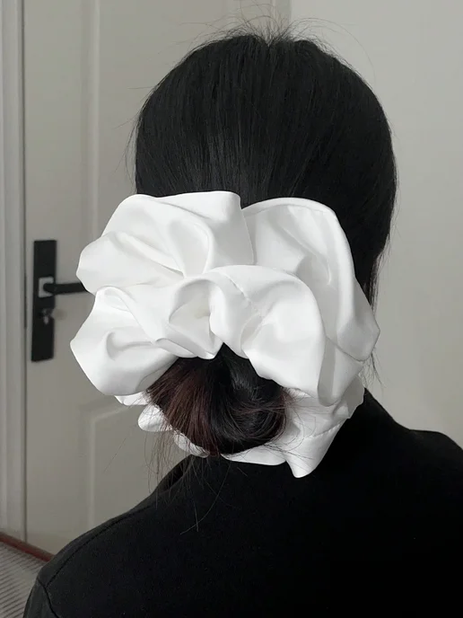Нет бренда Большая шелковистая повязка для волос Белый, WHITE, белый, фото 3