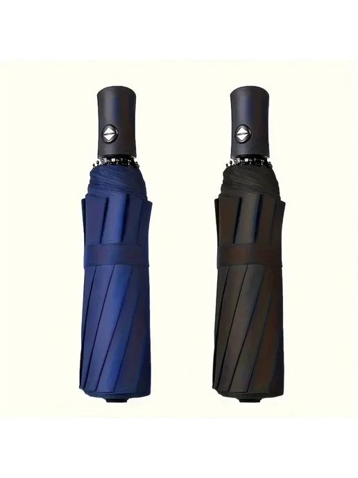 Нет бренда Автоматический зонт 8 спиц navy Черный, black, синий, фото 2